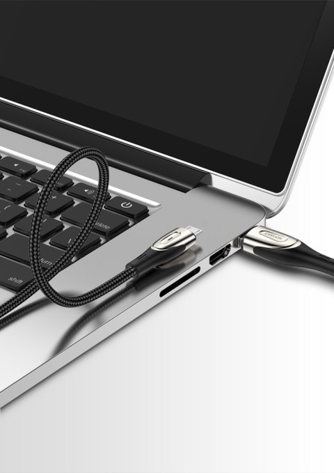 Kabel przewód USB-A - microUSB 3A wskaźnik ładowania 1.2m czarny Kabel przewód USB-A - microUSB 3A wskaźnik ładowania 1.2m czarny