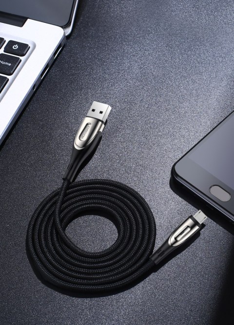 Kabel przewód USB-A - microUSB 3A wskaźnik ładowania 1.2m czarny Kabel przewód USB-A - microUSB 3A wskaźnik ładowania 1.2m czarny