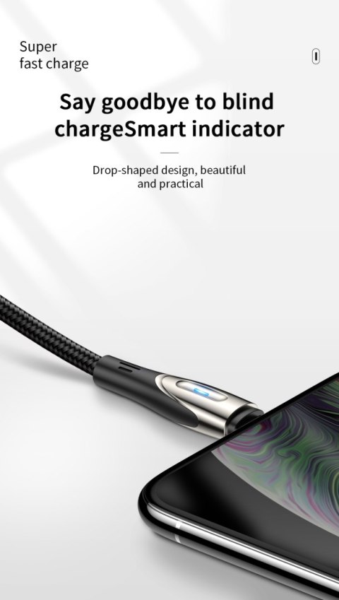 Kabel przewód USB-A - microUSB 3A wskaźnik ładowania 1.2m czarny Kabel przewód USB-A - microUSB 3A wskaźnik ładowania 1.2m czarny