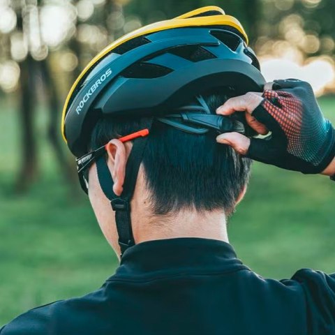 Kask rowerowy uniwersalny regulowany rozmiar L czarno-żółty Kask rowerowy uniwersalny regulowany rozmiar L czarno-żółty