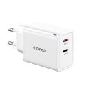 Ładowarka sieciowa GaN 2x USB-C PD 65W biała Ładowarka sieciowa GaN 2x USB-C PD 65W biała