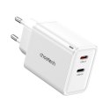 Ładowarka sieciowa GaN 2x USB-C PD 65W biała Ładowarka sieciowa GaN 2x USB-C PD 65W biała