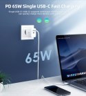 Ładowarka sieciowa GaN 2x USB-C PD 65W biała Ładowarka sieciowa GaN 2x USB-C PD 65W biała