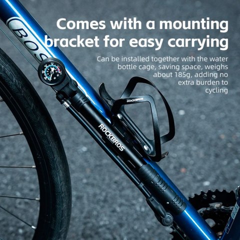 Pompka rowerowa ręczna z manomentrem 8 bar - czarna Pompka rowerowa ręczna z manomentrem 8 bar - czarna