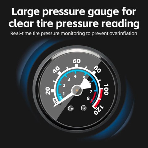 Pompka rowerowa ręczna z manomentrem 8 bar - czarna Pompka rowerowa ręczna z manomentrem 8 bar - czarna