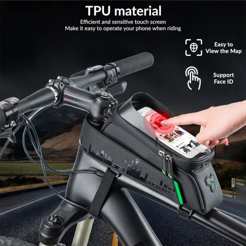 Sakwa torba rowerowa na ramę z pokrowcem na telefon nawigację czarna Sakwa torba rowerowa na ramę z pokrowcem na telefon nawigację czarna