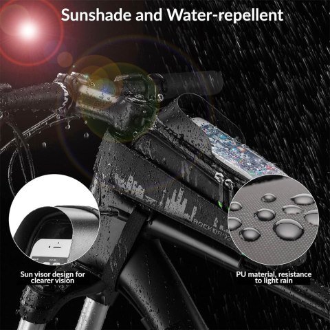 Sakwa torba rowerowa na ramę z pokrowcem na telefon nawigację czarna Sakwa torba rowerowa na ramę z pokrowcem na telefon nawigację czarna