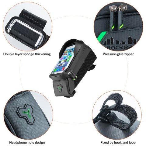 Sakwa torba rowerowa na ramę z pokrowcem na telefon nawigację czarna Sakwa torba rowerowa na ramę z pokrowcem na telefon nawigację czarna