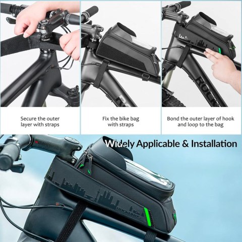 Sakwa torba rowerowa na ramę z pokrowcem na telefon nawigację czarna Sakwa torba rowerowa na ramę z pokrowcem na telefon nawigację czarna