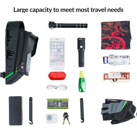 Sakwa torba rowerowa na ramę z pokrowcem na telefon nawigację czarna Sakwa torba rowerowa na ramę z pokrowcem na telefon nawigację czarna