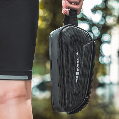 Torba rowerowa na ramę z pokrowcem na telefon wodoodporna czarna Torba rowerowa na ramę z pokrowcem na telefon wodoodporna czarna