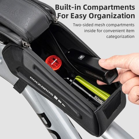 Torba rowerowa na ramę z pokrowcem na telefon wodoodporna czarna Torba rowerowa na ramę z pokrowcem na telefon wodoodporna czarna