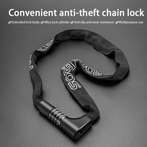 Zapięcie rowerowe dwa zamki na szyfr i klucz 0.95m - czarne Zapięcie rowerowe dwa zamki na szyfr i klucz 0.95m - czarne