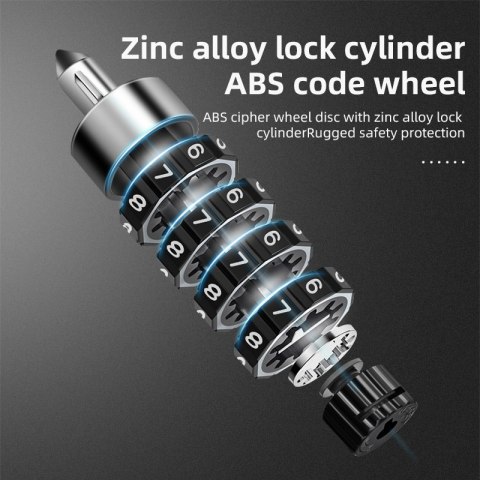 Zapięcie rowerowe dwa zamki na szyfr i klucz 0.95m - czarne Zapięcie rowerowe dwa zamki na szyfr i klucz 0.95m - czarne