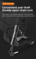 Zapięcie rowerowe dwa zamki na szyfr i klucz 0.95m - czarne Zapięcie rowerowe dwa zamki na szyfr i klucz 0.95m - czarne