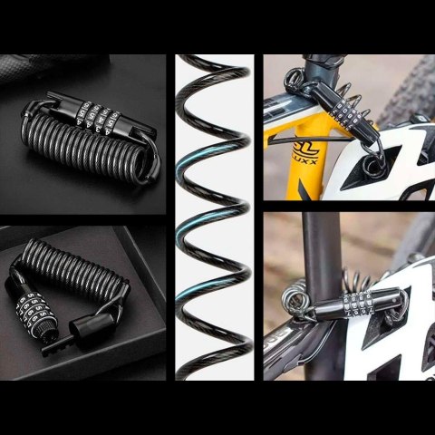 Zapięcie rowerowe zamek na szyfr lina 1.5m - czarne Zapięcie rowerowe zamek na szyfr lina 1.5m - czarne