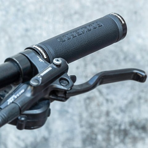 Chwyty rowerowe gripy na kierownicę komfortowe ze skóry - czarne Chwyty rowerowe gripy na kierownicę komfortowe ze skóry - czarne