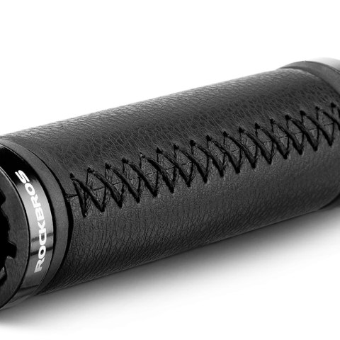 Chwyty rowerowe gripy na kierownicę komfortowe ze skóry - czarne Chwyty rowerowe gripy na kierownicę komfortowe ze skóry - czarne