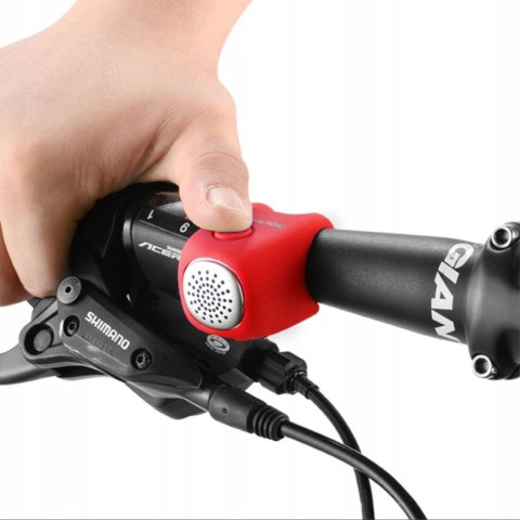 Dzwonek rowerowy elektroniczny w obudowie silikonowej - czerwony Dzwonek rowerowy elektroniczny w obudowie silikonowej - czerwony