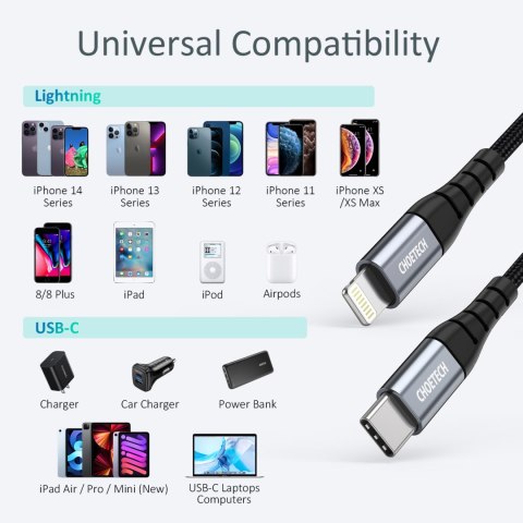 Kabel przewód do iPhone USB-C - Lightning 480Mb/s 3A 1.2m - czarny Kabel przewód do iPhone USB-C - Lightning 480Mb/s 3A 1.2m - czarny