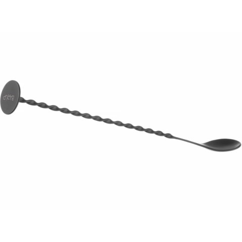 Łyżka barmańska do drinków koktajli długa z muddlerem 280 x 35 mm - czarna