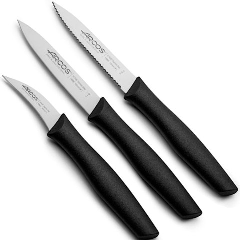 Zestaw noży do obierania gładki zakrzywiony ząbkowany NOVA - 3 szt. Zestaw noży do obierania gładki zakrzywiony ząbkowany NOVA - 3 szt.