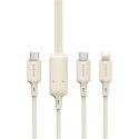 2w1 Kabel przewód wzmacniany SR USB-C - USB-C / Lightning 100W 1.2m beżowy 2w1 Kabel przewód wzmacniany SR USB-C - USB-C / Lightning 100W 1.2m beżowy