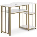 Biurko kosmetyczne do manicure z podpórką na dłonie 110 x 46 cm - biało złote Biurko kosmetyczne do manicure z podpórką na dłonie 110 x 46 cm - biało złote