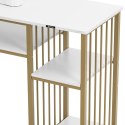 Biurko kosmetyczne do manicure z podpórką na dłonie 110 x 46 cm - biało złote Biurko kosmetyczne do manicure z podpórką na dłonie 110 x 46 cm - biało złote