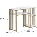 Biurko kosmetyczne do manicure z podpórką na dłonie 110 x 46 cm - biało złote Biurko kosmetyczne do manicure z podpórką na dłonie 110 x 46 cm - biało złote