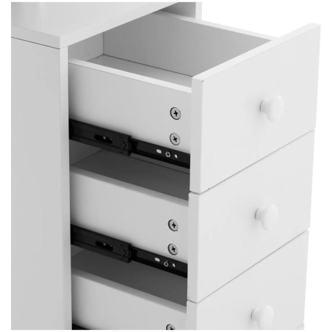 Biurko kosmetyczne do manicure z podpórka na dłonie 4 szuflady 119 x 45 cm - białe Biurko kosmetyczne do manicure z podpórka na dłonie 4 szuflady 119 x 45 cm - białe