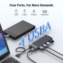 HUB adapter rozdzielacz portów 4x USB-A 3.0 i kablem zasilającym USB-A czarny HUB adapter rozdzielacz portów 4x USB-A 3.0 i kablem zasilającym USB-A czarny