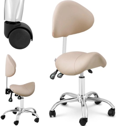 Krzesło kosmetyczne siodłowe z oparciem regulowane MANNHEIM CREAM kremowe Krzesło kosmetyczne siodłowe z oparciem regulowane MANNHEIM CREAM kremowe
