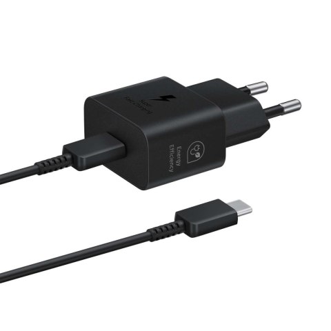 Ładowarka sieciowa Samsung GaN 25W SFC z kablem USB-C czarna Ładowarka sieciowa Samsung GaN 25W SFC z kablem USB-C czarna