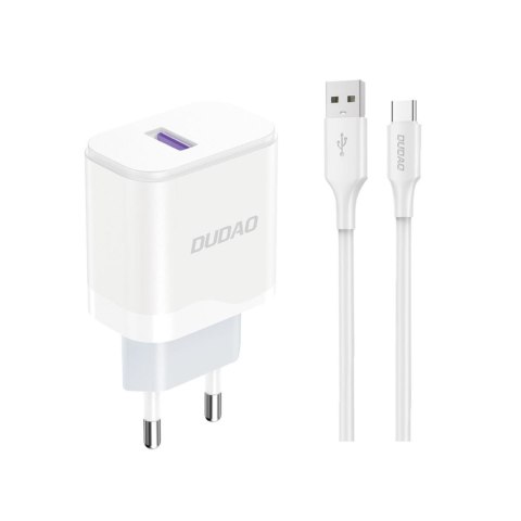 Ładowarka sieciowa USB-A 18W z kablem USB-A - USB-C biała Ładowarka sieciowa USB-A 18W z kablem USB-A - USB-C biała