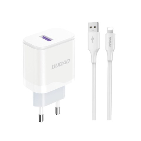 Ładowarka sieciowa USB-A 18W z kablem do iPhone USB-A - Lightning biała Ładowarka sieciowa USB-A 18W z kablem do iPhone USB-A - Lightning biała