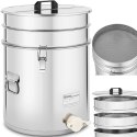 Odstojnik do miodu z sitkiem pokrywką i zaworem STAL 30 l Odstojnik do miodu z sitkiem pokrywką i zaworem STAL 30 l