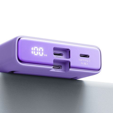 Powerbank magnetyczny 10000mAh 20W z podstawką + kabel Lightning - USB-C fioletowy Powerbank magnetyczny 10000mAh 20W z podstawką + kabel Lightning - USB-C fioletowy