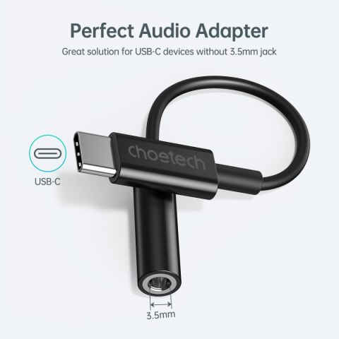 Przejściówka adapter audio USB-C - Jack 3.5mm 11cm czarna Przejściówka adapter audio USB-C - Jack 3.5mm 11cm czarna