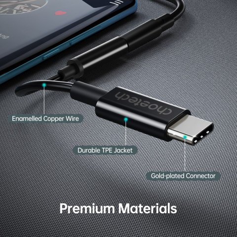 Przejściówka adapter audio USB-C - Jack 3.5mm 11cm czarna Przejściówka adapter audio USB-C - Jack 3.5mm 11cm czarna