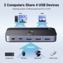 Przełącznik switch 2-in-4 na 2 komputery USB 3.0 + 2x kabel USB-A czarny Przełącznik switch 2-in-4 na 2 komputery USB 3.0 + 2x kabel USB-A czarny