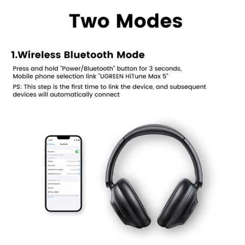 Słuchawki bezprzewodowe HiTune Max5 nauszne z hybrydową redukcją szumów ANC czarne Słuchawki bezprzewodowe HiTune Max5 nauszne z hybrydową redukcją szumów ANC czarne