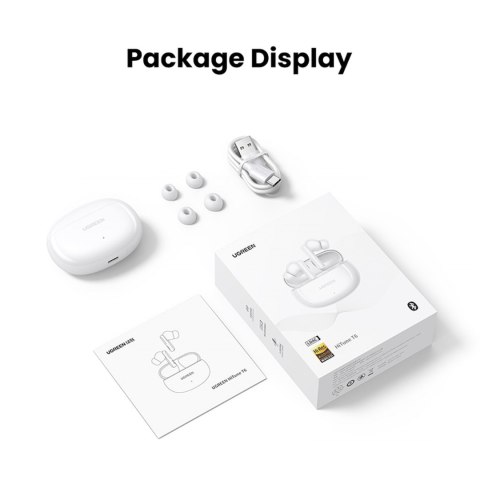 Słuchawki bezprzewodowe HiTune T6 z funkcją ANC + kabel USB-A - USB-C białe Słuchawki bezprzewodowe HiTune T6 z funkcją ANC + kabel USB-A - USB-C białe