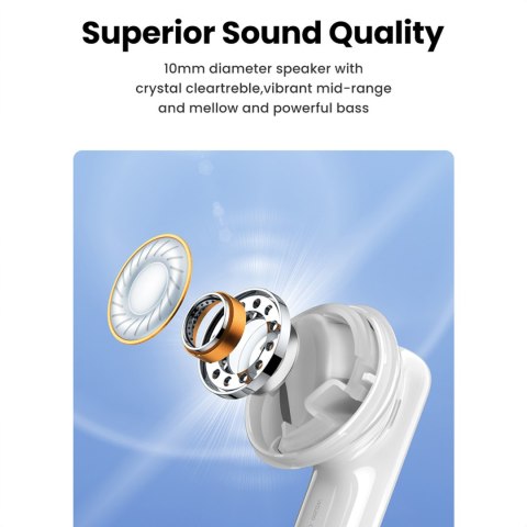 Słuchawki bezprzewodowe HiTune T6 z funkcją ANC + kabel USB-A - USB-C białe Słuchawki bezprzewodowe HiTune T6 z funkcją ANC + kabel USB-A - USB-C białe