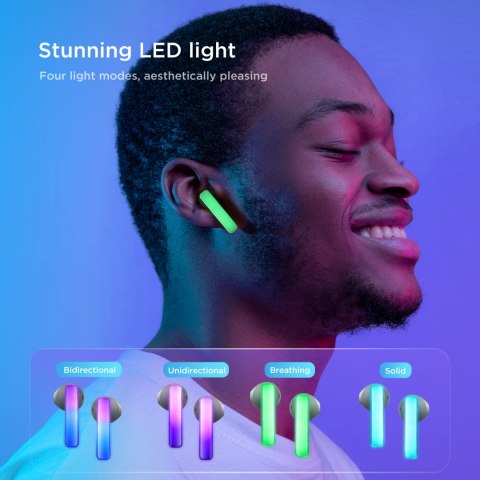 Słuchawki bezprzewodowe TWS IceLens Series ze światłami LED białe Słuchawki bezprzewodowe TWS IceLens Series ze światłami LED białe