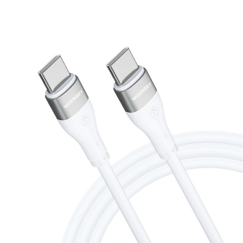 Trwały elastyczny kabel przewód USB-C - USB-C PD 65W 1m biały Trwały elastyczny kabel przewód USB-C - USB-C PD 65W 1m biały