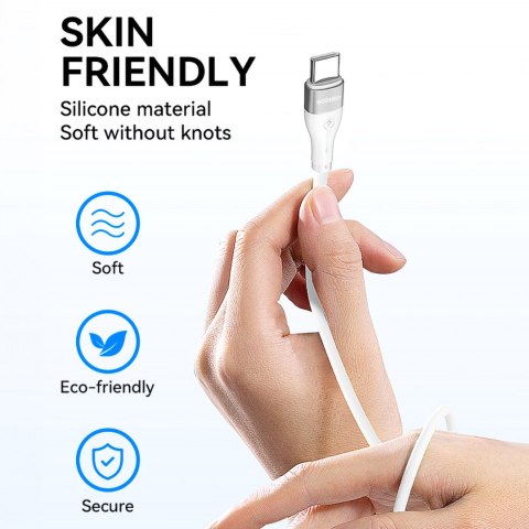 Trwały elastyczny kabel przewód USB-C - USB-C PD 65W 1m biały Trwały elastyczny kabel przewód USB-C - USB-C PD 65W 1m biały