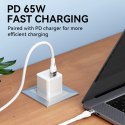 Trwały elastyczny kabel przewód USB-C - USB-C PD 65W 1m biały Trwały elastyczny kabel przewód USB-C - USB-C PD 65W 1m biały