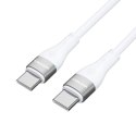 Trwały elastyczny kabel przewód USB-C - USB-C PD 65W 2m biały Trwały elastyczny kabel przewód USB-C - USB-C PD 65W 2m biały