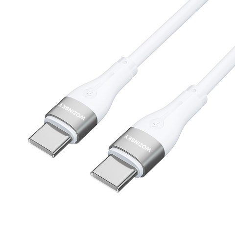 Trwały elastyczny kabel przewód USB-C - USB-C PD 65W 2m biały Trwały elastyczny kabel przewód USB-C - USB-C PD 65W 2m biały